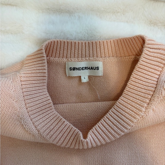Relaxed Crewneck Sweater in Pale Peach - Picture 4 of 5